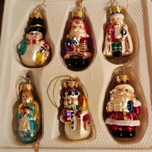 Schwarzwald Old World Blown Glass Hand Painted Ornaments Set of 6 Vintage